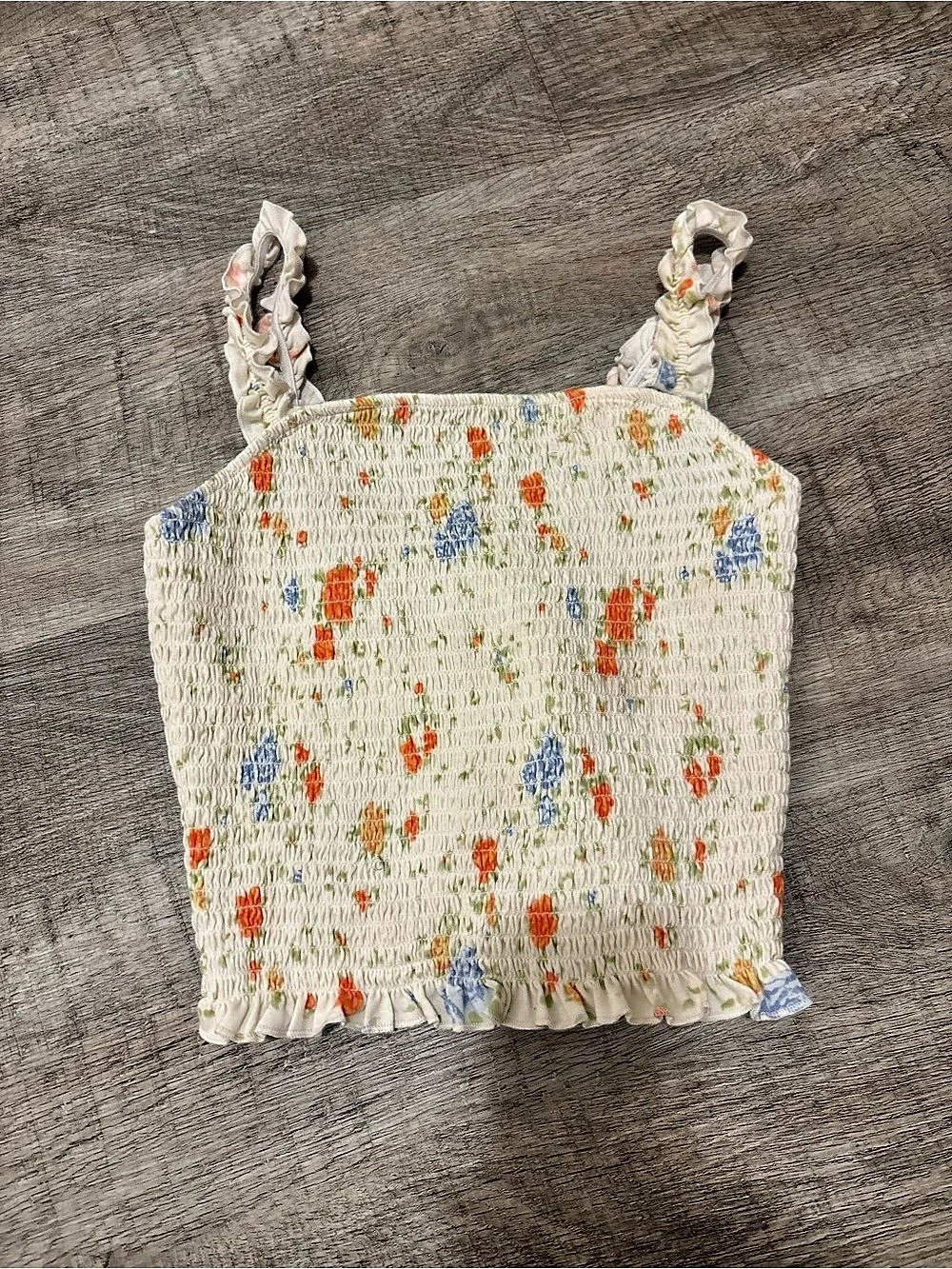 Floral Crop Top in Cream & Orange Size Medium Like New